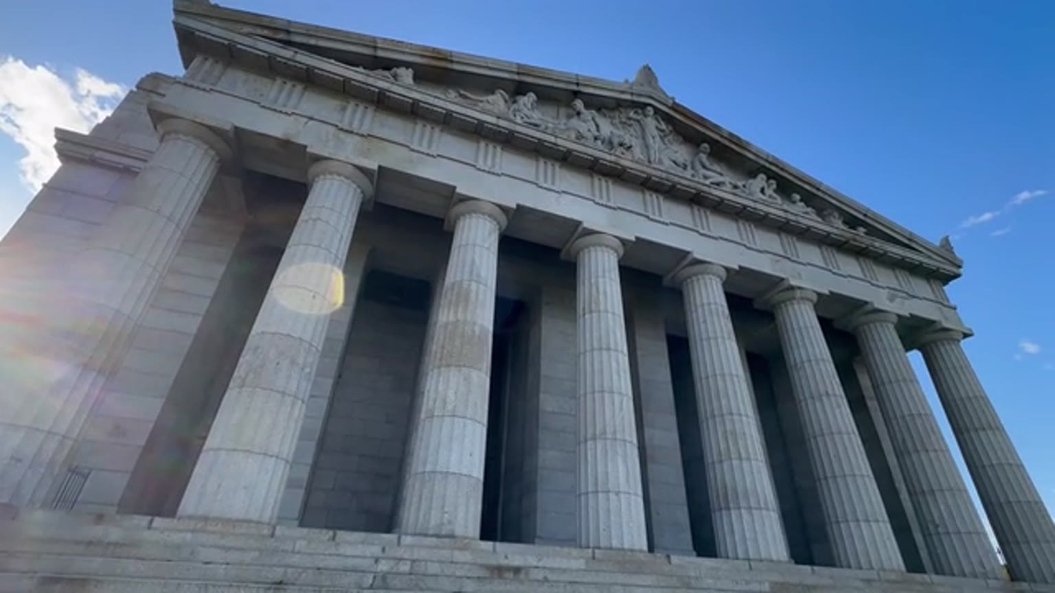 Courthouse steps and stone columns