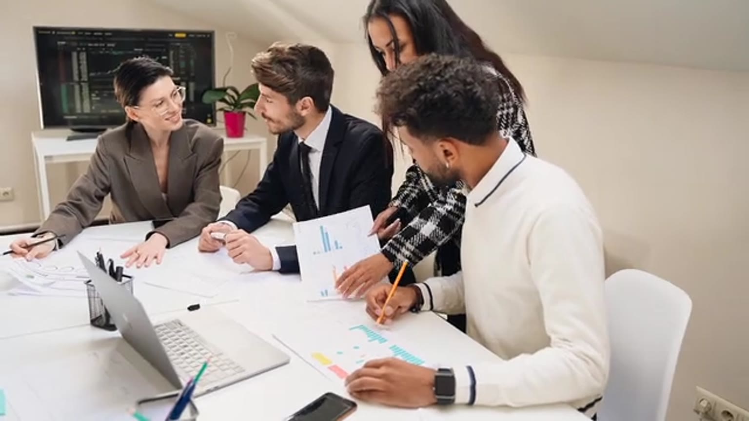Business professionals in an office meeting
