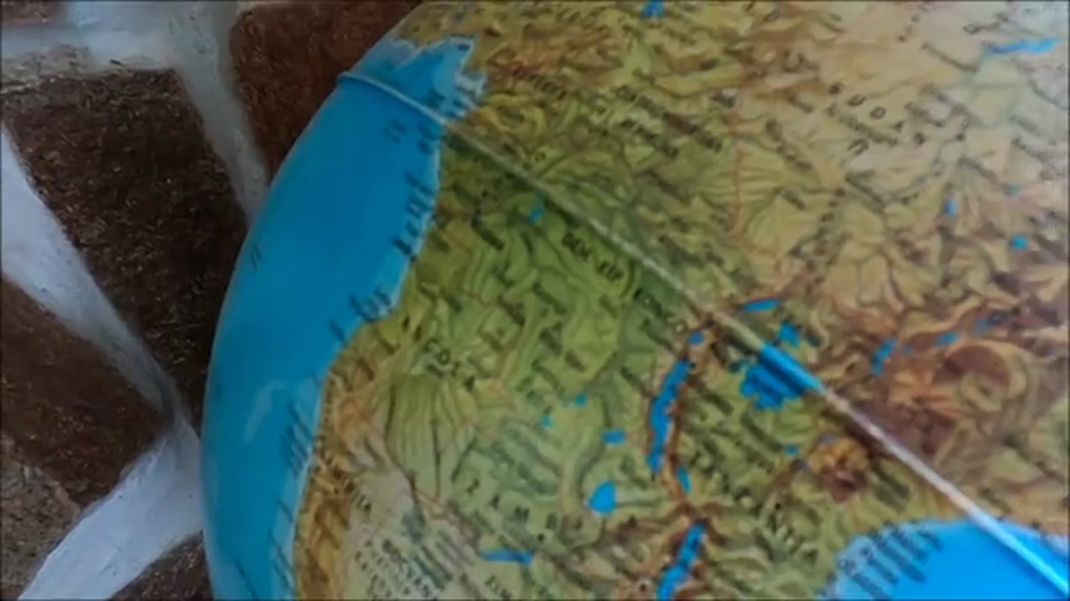 A rotating globe
